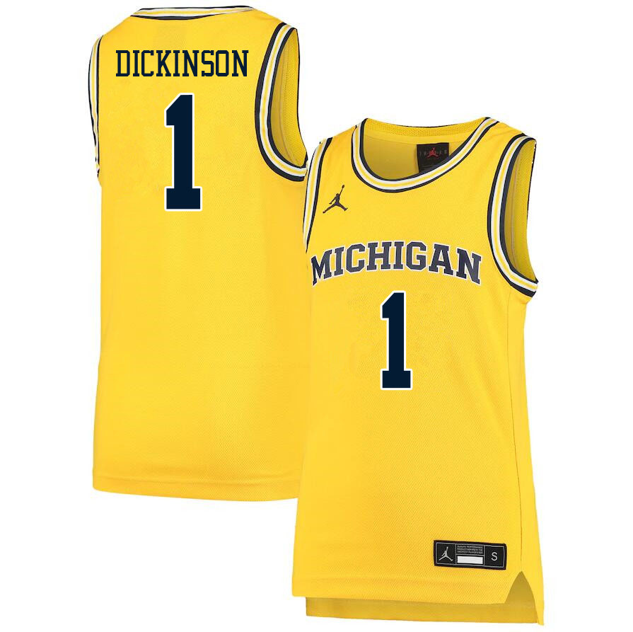 Men #1 Hunter Dickinson Michigan Wolverines College Basketball Jerseys Sale-Yellow